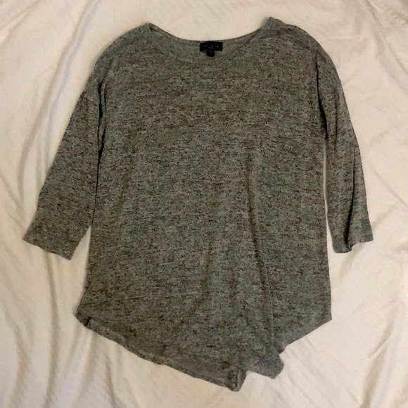Knit Grey Three-Quarter Length Sleeve Tapered Top - Picture 8 of 12